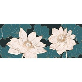 Pink Gold Lotus on Green 1446 Wallpaper Wall Mural