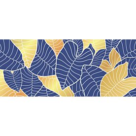 Gold and Blue Philodendron Leaves 5948 Wallpaper Wall Mural