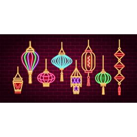 Neon Chinese Lanterns 8111 Wallpaper Wall Mural