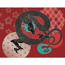 Japanese Dragon in Red and Black 7006 Wallpaper Wall Mural