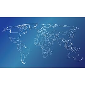 World Map Outline with Blue Background Wallpaper Wall Mural