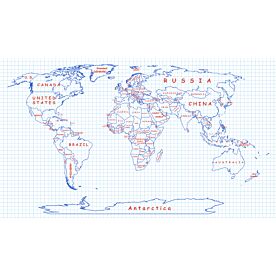 World Map on Drafting Paper Background Wallpaper Wall Mural