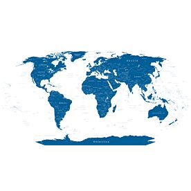 Africa-Centered World Map in Blue Wallpaper Wall Mural