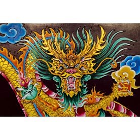 Dragon Painting on Temple Wall Wallpaper Wall Mural