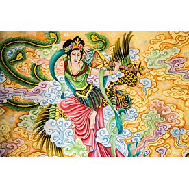 Chinese Goddess Painting on Temple Wall Wallpaper Wall Mural