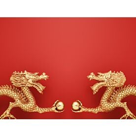 Golden Dragons with Pearls Wallpaper Wall Mural