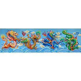 Four Temple Dragons Wallpaper Wall Mural