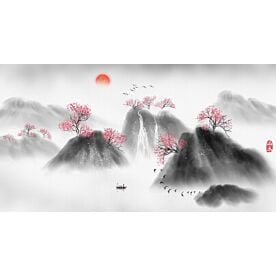 Asian Landscape Ink Wash Painting 8435 Wallpaper Wall Mural