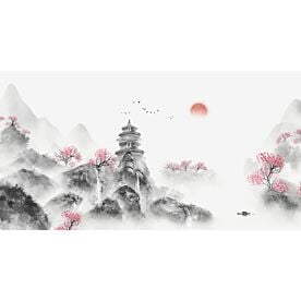 Asian Landscape Ink Wash Painting 9140 Wallpaper Wall Mural