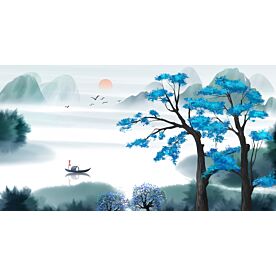 Asian Spring Landscape Ink Wash Painting 8474 Wallpaper Wall Mural