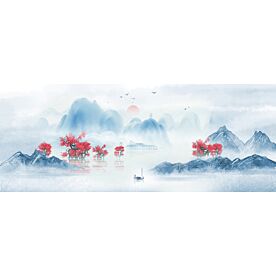 Ink Wash Fishing Scene 6931 Wallpaper Wall Mural