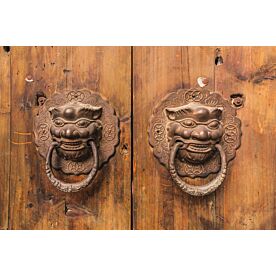 Chinese Door Lion Head Knockers Wallpaper Wall Mural