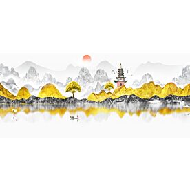 Modern Ink Wash Fishing Scene 9616 Wallpaper Wall Mural