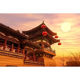 Qing Long Temple Sunset 5431 Wallpaper Wall Mural