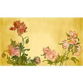 Vintage Peonies and Poppies on Gold 8816 Wallpaper Wall Mural