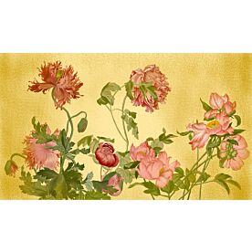 Vintage Peonies and Poppies on Gold 1521 Wallpaper Wall Mural