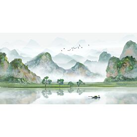 Modern Ink Wash Fishing Scene 2422 Wallpaper Wall Mural