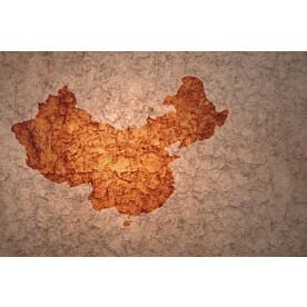 Outline of China on Crinkled Background Wallpaper Wall Mural