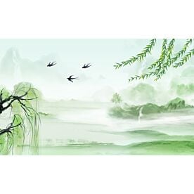 Modern Abstract Chinese Ink Wash Landscape 3435 Wallpaper Wall Mural