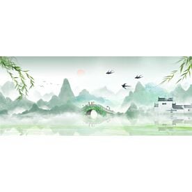 Modern Abstract Chinese Ink Wash Landscape 3438 Wallpaper Wall Mural