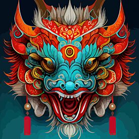 Chinese Dragon Mask 3695 Wallpaper Wall Mural