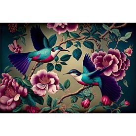 Colorful Flowers and Birds 7336 Wallpaper Wall Mural