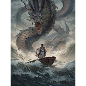 Warrior and Dragon Wallpaper Wall Mural