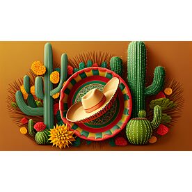 Sombrero Cactus 2716 Wallpaper Wall Mural