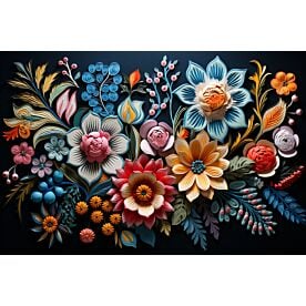 Embroidered Flowers 3177 Wallpaper Wall Mural