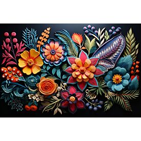 Embroidered Flowers 3691 Wallpaper Wall Mural