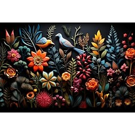 Embroidered Birds 1528 Wallpaper Wall Mural