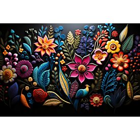 Embroidered Flowers 4462 Wallpaper Wall Mural