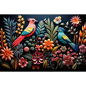 Embroidered Birds 0185 Wallpaper Wall Mural