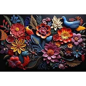 Embroidered Flowers 6903 Wallpaper Wall Mural