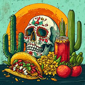 Sugar Skull Tacos 8282 Wallpaper Wall Mural