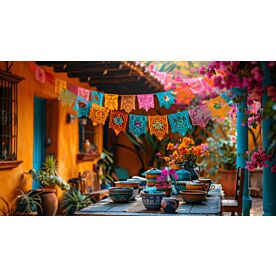 Mexican Courtyard Fiesta 3496 Wallpaper Wall Mural