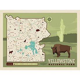 ADG Yellowstone National Park Map Wallpaper Wall Mural