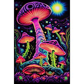 Neon Mushrooms Glow 5755 Wallpaper Wall Mural