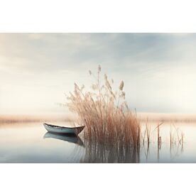 Tranquil Row Boat on Lake Wallpaper Wall Mural