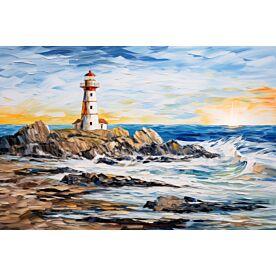 Sunset Sea Lighthouse Wallpaper Wall Mural