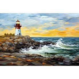 Golden Ocean Lighthouse Wallpaper Wall Mural