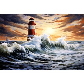 Off Shore Tower Lighthouse Wallpaper Wall Mural