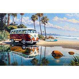 Seaside Van Life Wallpaper Wall Mural