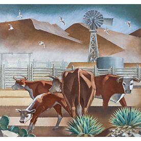 Western Skies Cattle Wallpaper Wall Mural