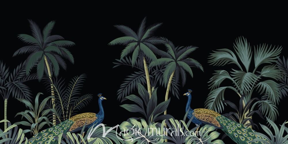 Tropical Jungle and Peacocks 6084 Wallpaper Wall Mural