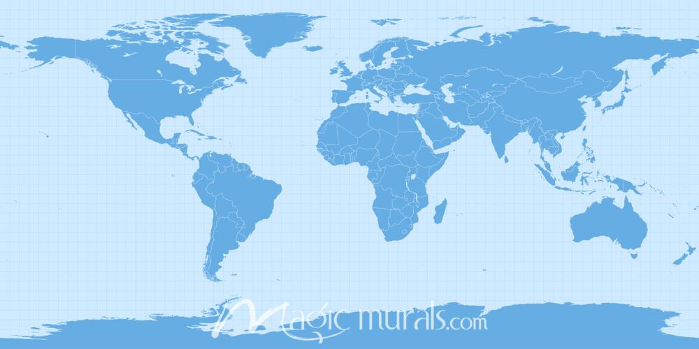 Equirectangular World Map without Country Names Wallpaper Wall Mural