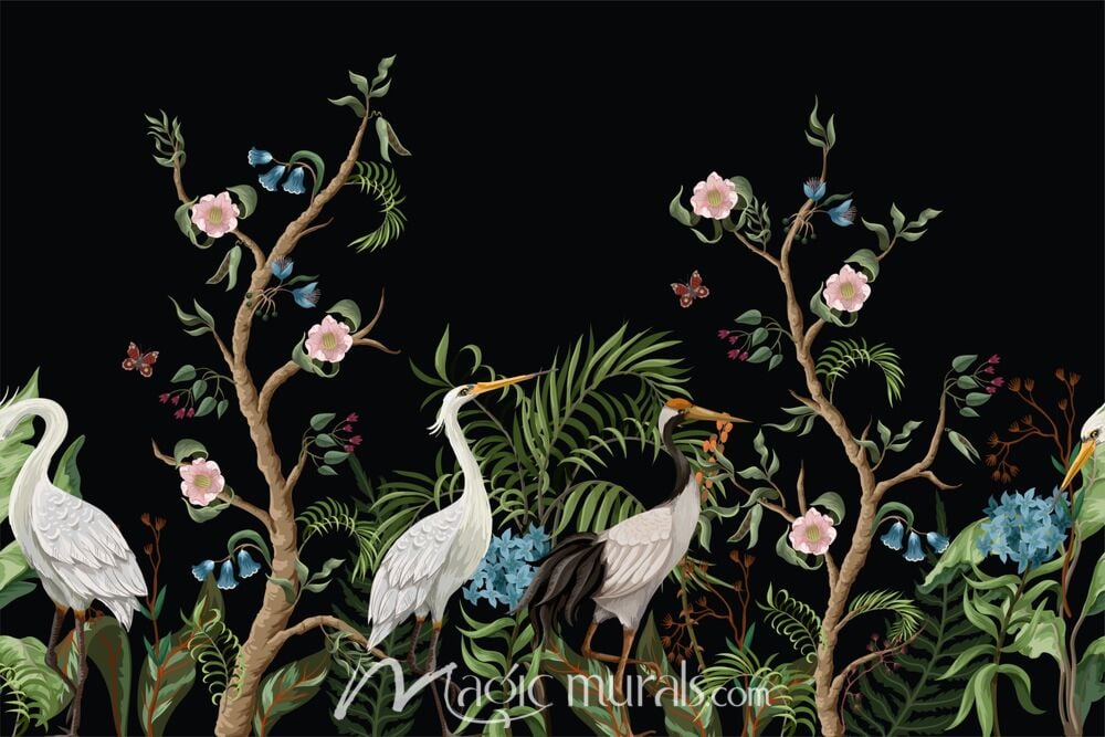 Cranes and Peonies 5155 Wallpaper Wall Mural