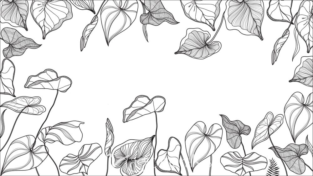 Leaves Line Art 1308 Wallpaper Wall Mural