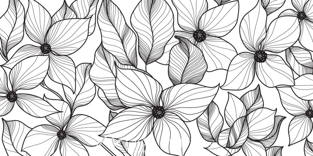 Floral Line Art 7909 Wallpaper Wall Mural