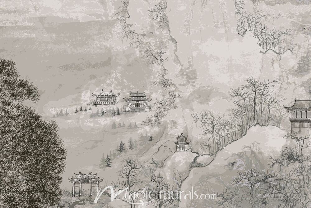 Traditional Chinese Landscape Drawing Wallpaper Wall Mural